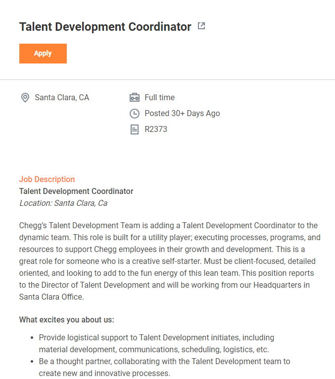 Chegg job ad