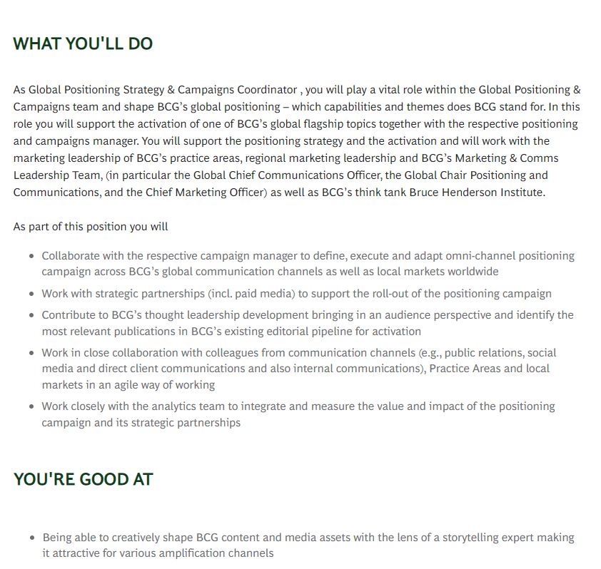 Boston Consulting Group job ad