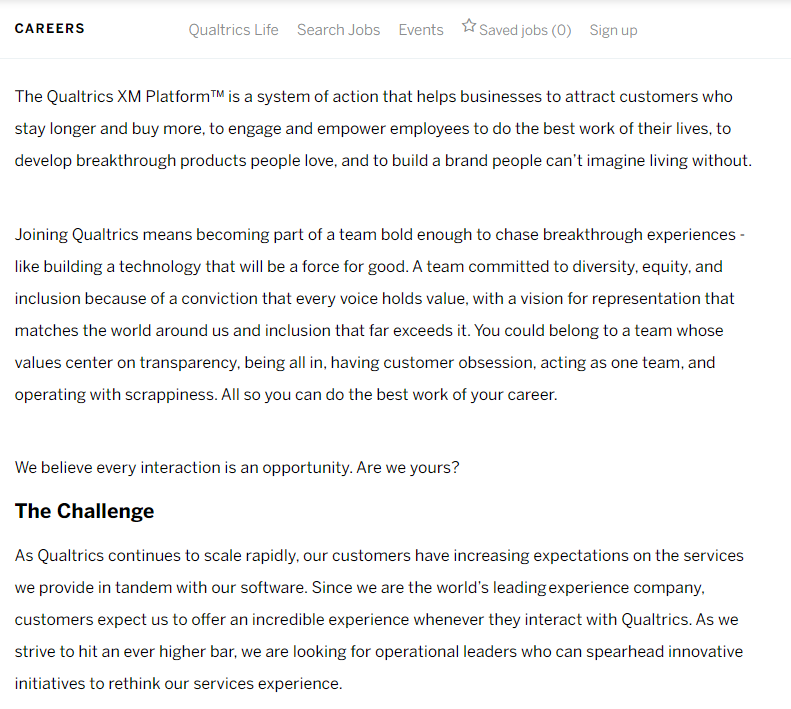 Qualtrics job ad