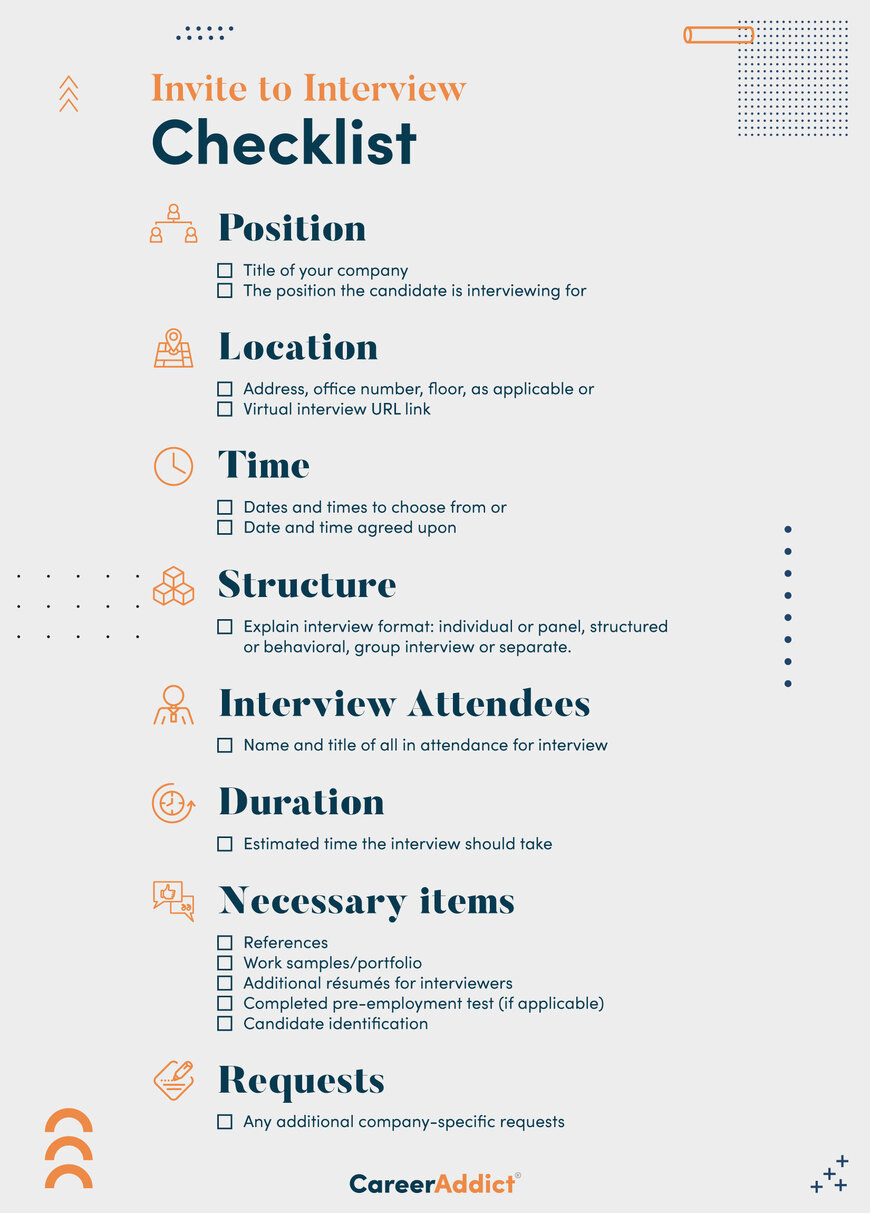 Invite to interview checklist for HR professionals and recruiters