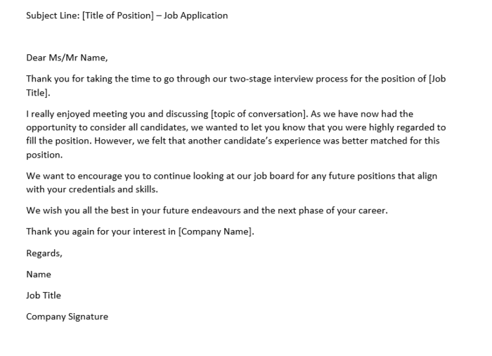 Rejection Letter After Second Interview 