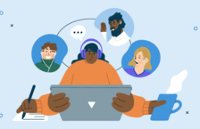 A group of people engaging in remote work communication