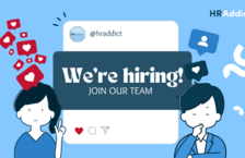 Social Recruiting with recruiter and candidate job post on social feed like hearts HRAddict